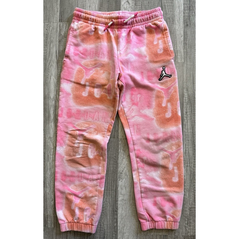 Nike Air Jordan Jumpman Youth Girl's M Cotton Sweatpants‎ Pink Tie Dye